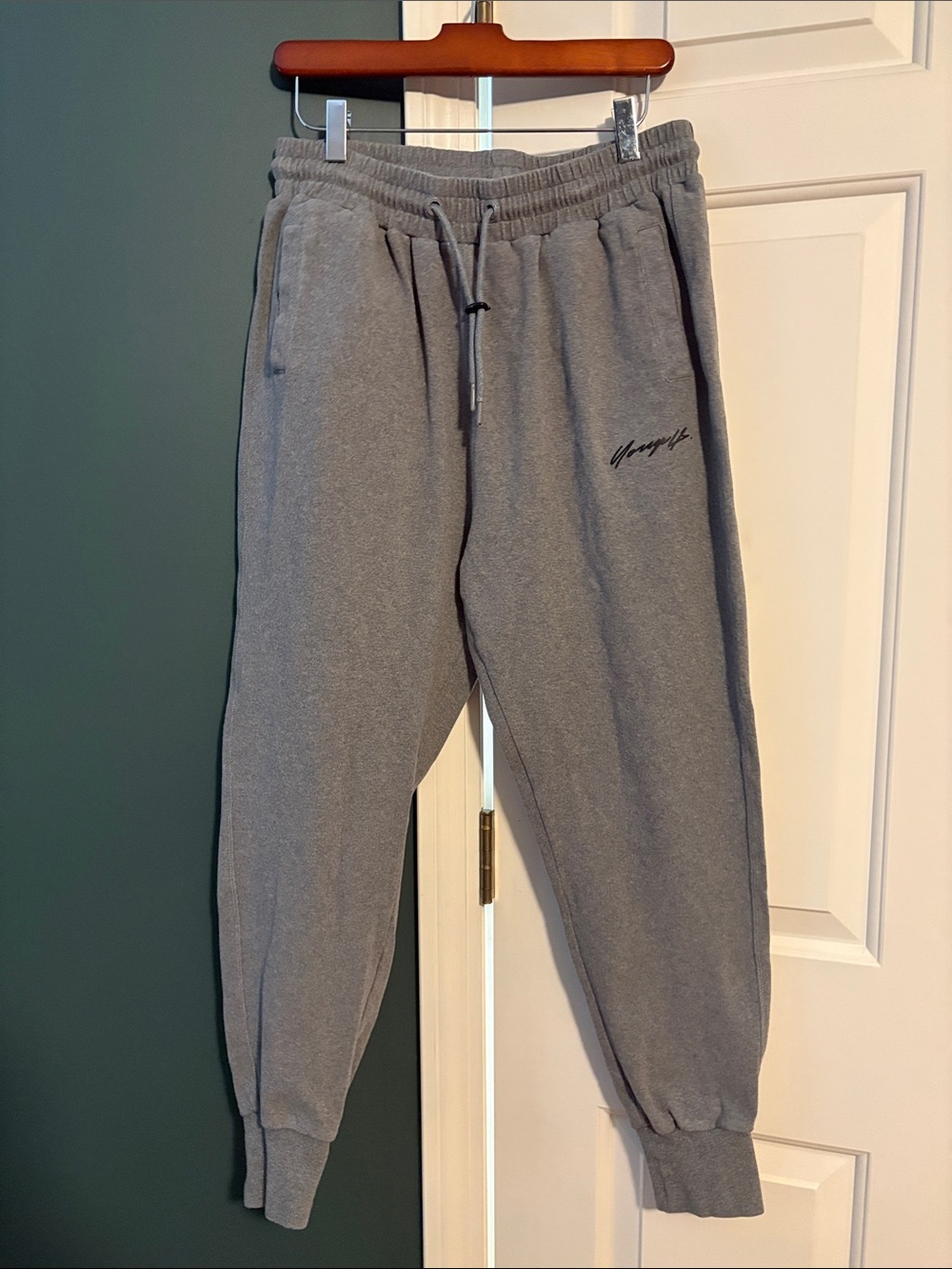 YoungLA Gray Fleece Joggers with Script Logo